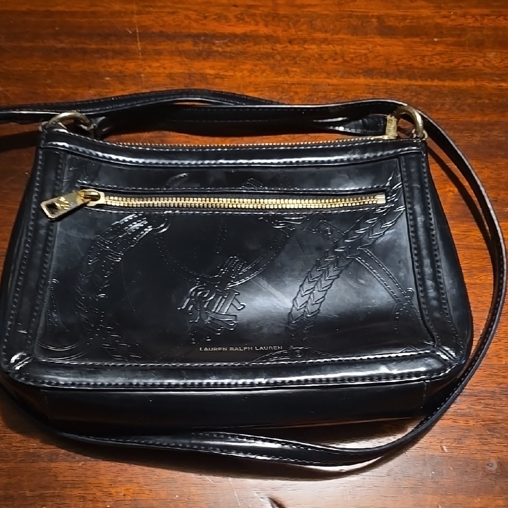 Lauren Ralph Lauren Black and Gold Crossbody Bag